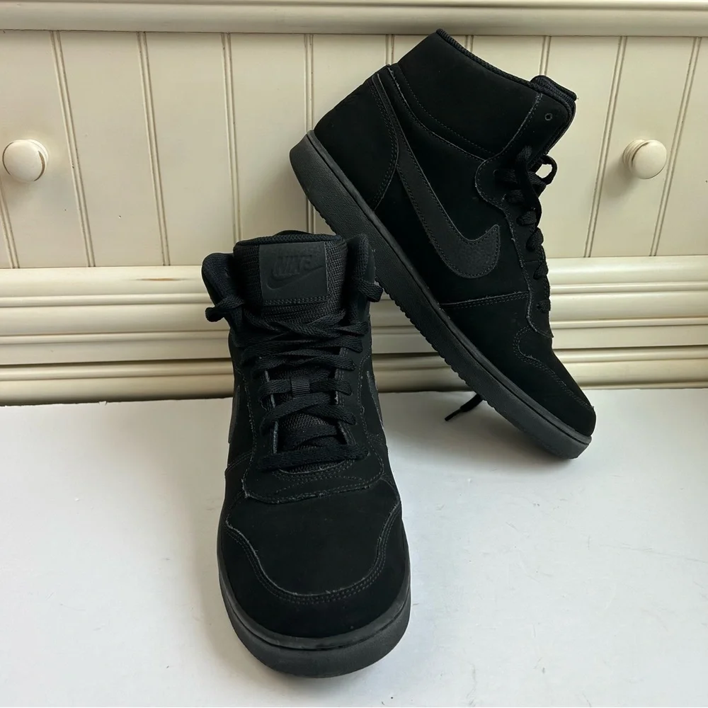 Nike Ebernon High Top Mid SE Triple Black Men's Basketball Athletic Shoes Gym